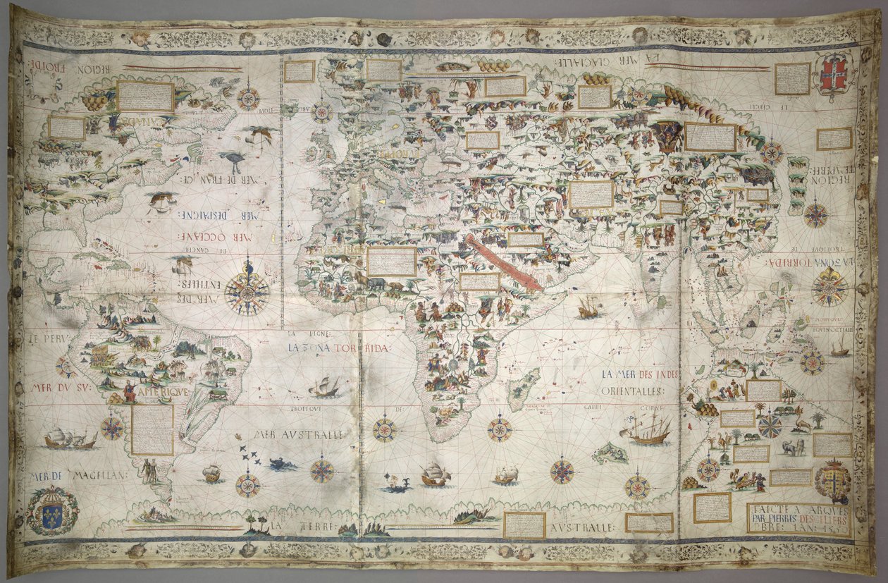 Add MS 24065 Wereldkaart (Planisfeer) door Pierre Descaliers