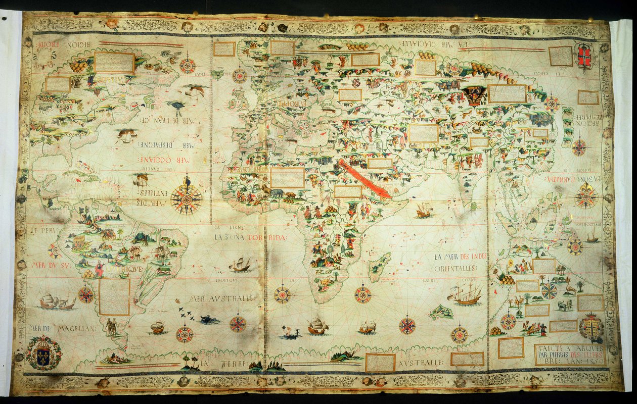 Kaart van de Wereld door Pierre Desceliers