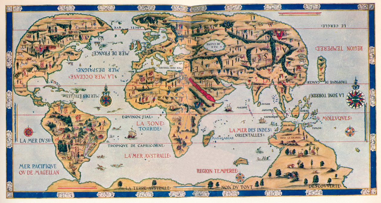 De Dauphin Wereldkaart, 1546 door Pierre Desceliers