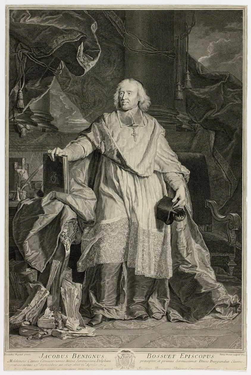Portret van Jacques Bénigne Bossuet, bisschop van Meaux door Pierre Drevet