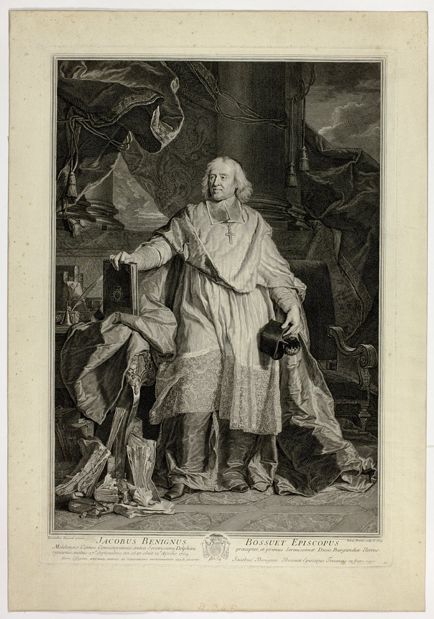 Portret van Jacques Bénigne Bossuet, Bisschop van Meaux door Pierre Drevet
