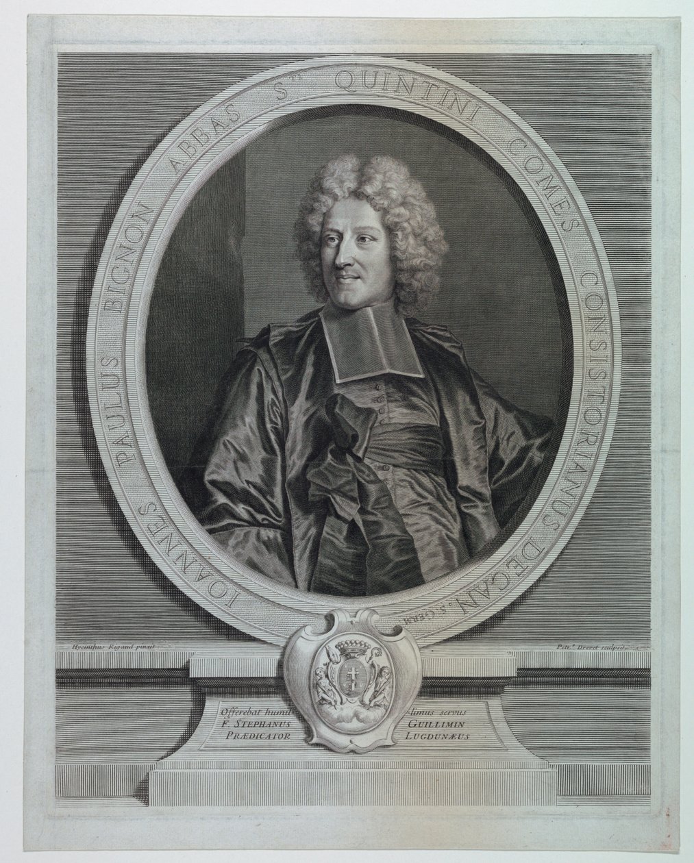 Portret van Jean Paul Bignon, abt van St. Quentin door Pierre Drevet