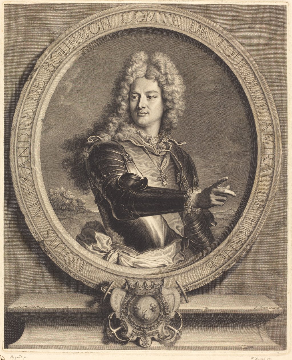 Louis-Alexandre de Bourdon, graaf van Toulouse door Pierre Drevet after Hyacinthe Rigaud
