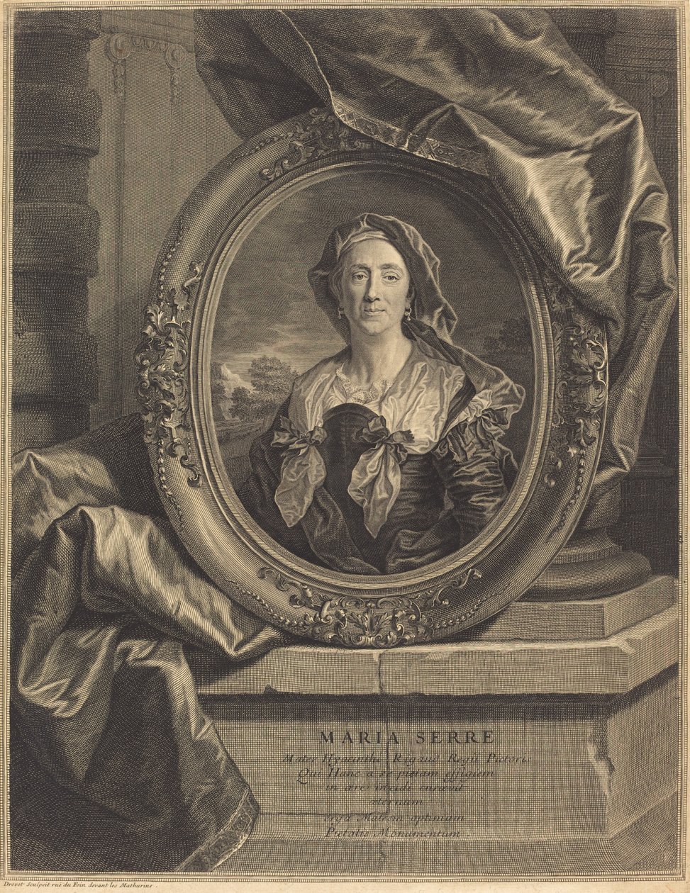 Maria Serre, Mater Hyacinth Rigaud door Pierre Drevet after Hyacinthe Rigaud