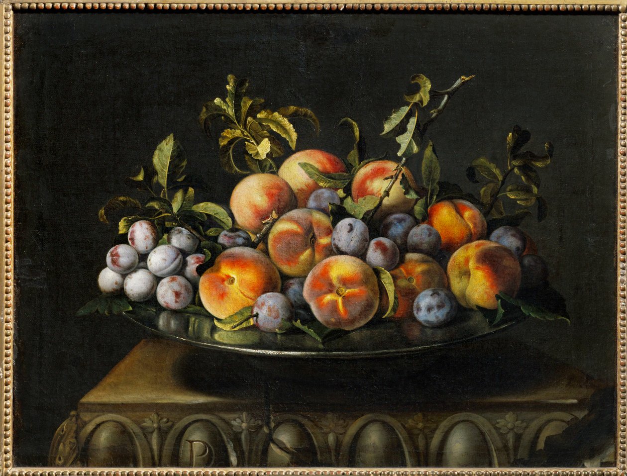 Pruimen en perziken op een bord - Pruimen en perziken op een bord ... door Pierre Dupuis