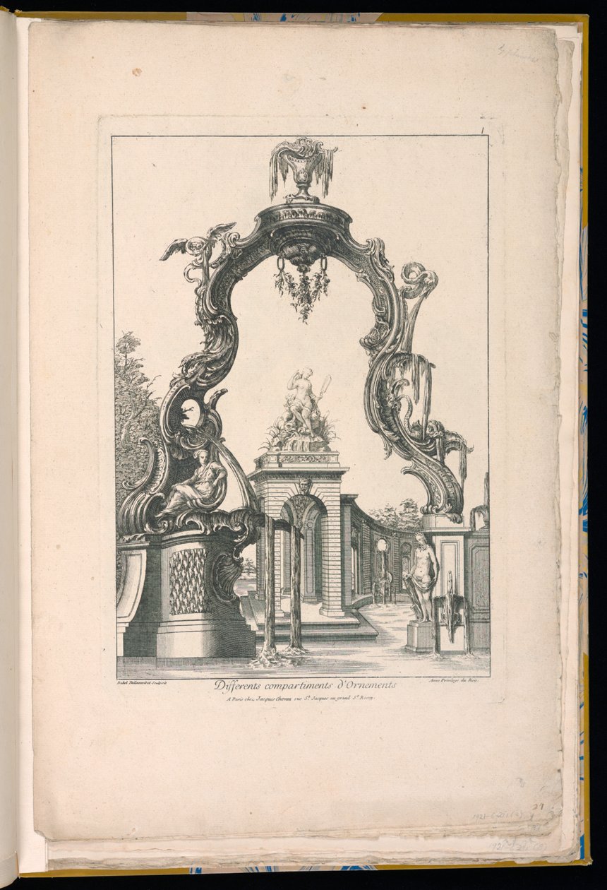 Cartouche en fontein door Pierre Edme Babel