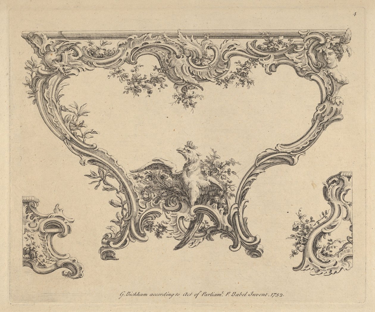 Ontwerp voor een console tafel, 1752 door Pierre Edme Babel