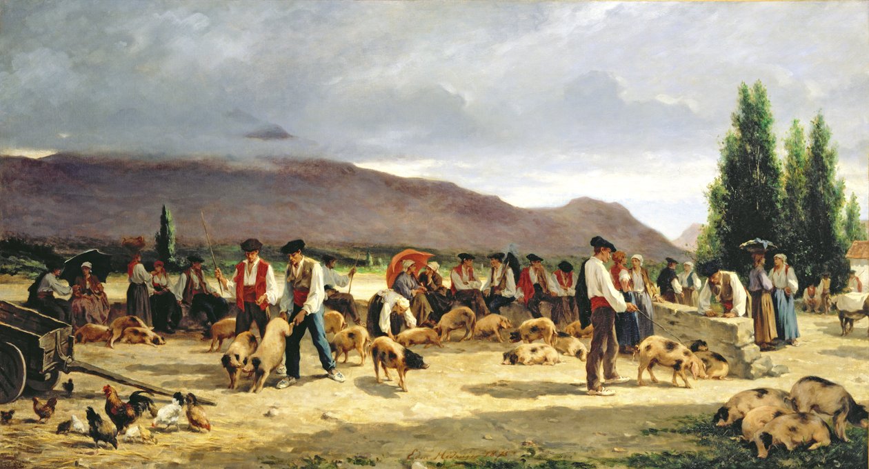 De Varkensmarkt, 1875 door Pierre Edmond Alexandre Hedouin