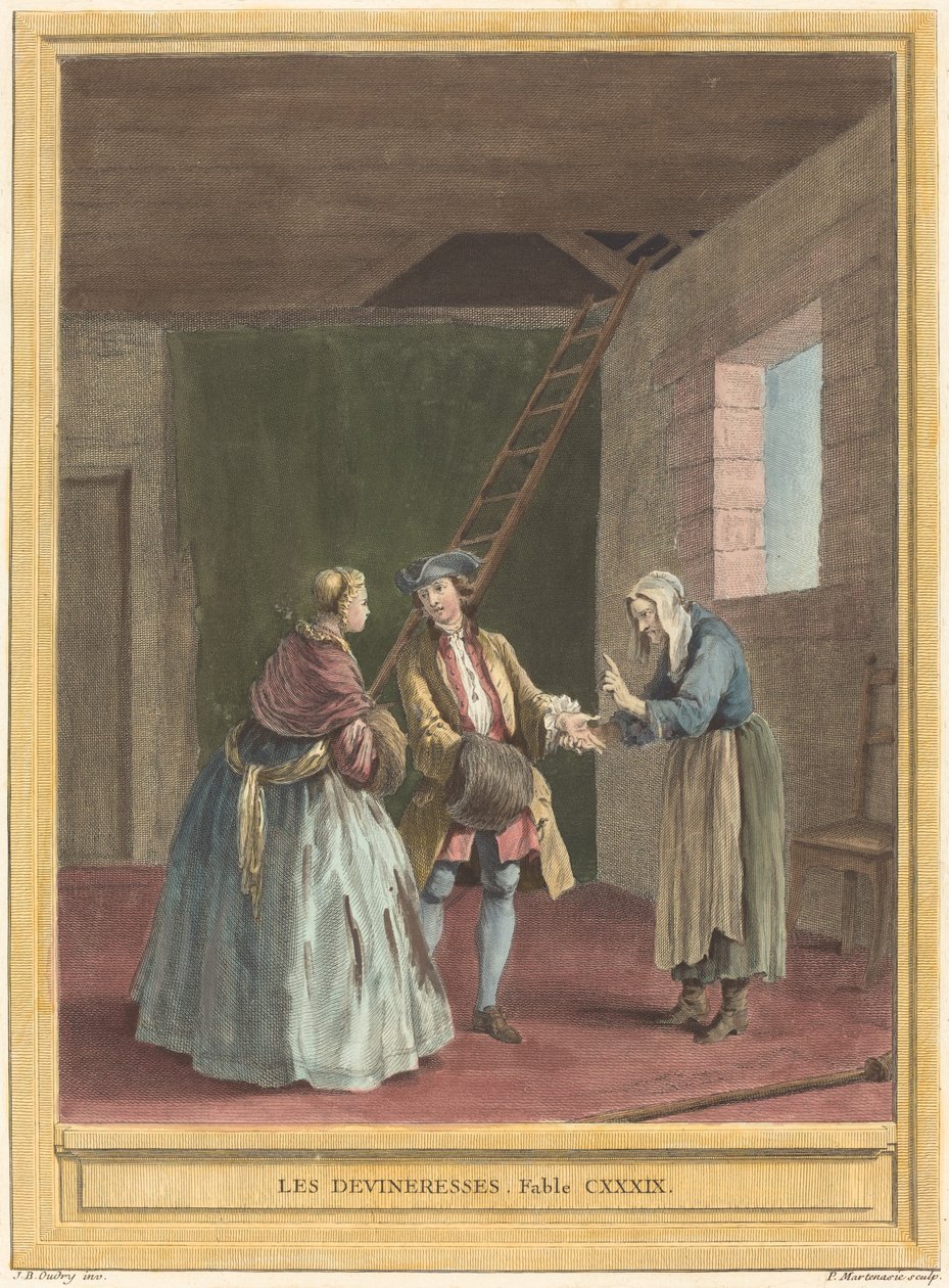 De waarzegsters door Pierre Francois Martenasie after Jean Baptiste Oudry