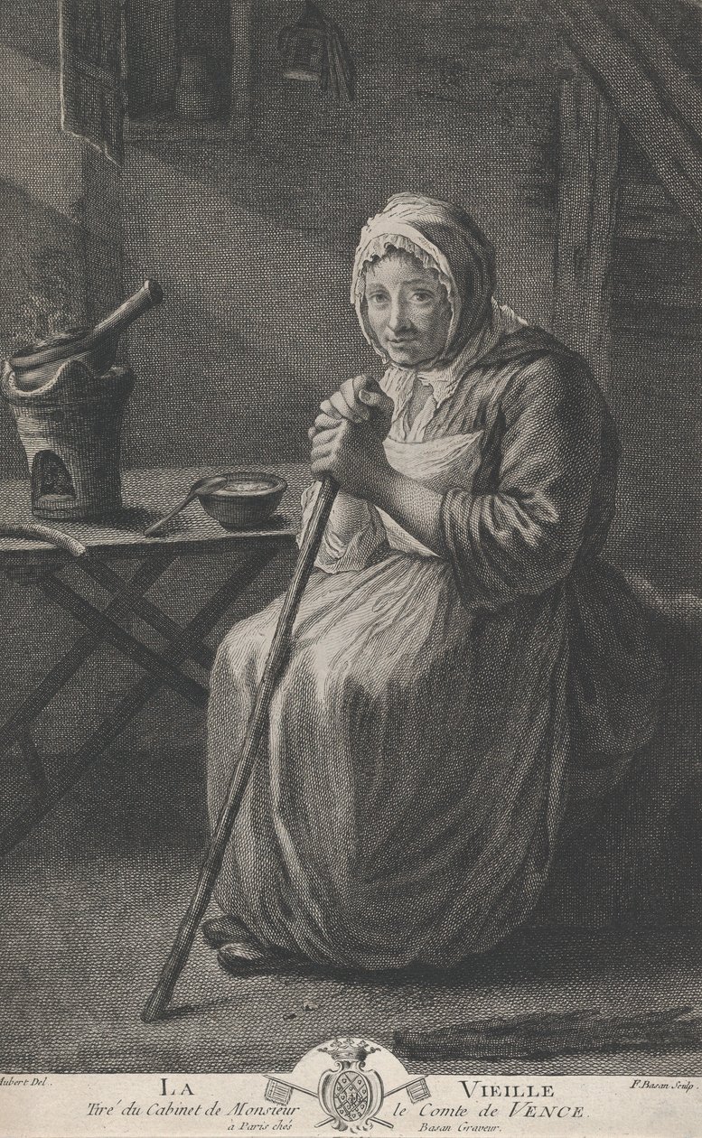 De Oude Vrouw, van het Kantoor van de Graaf van Vence, 1782-97 door Pierre François Basan