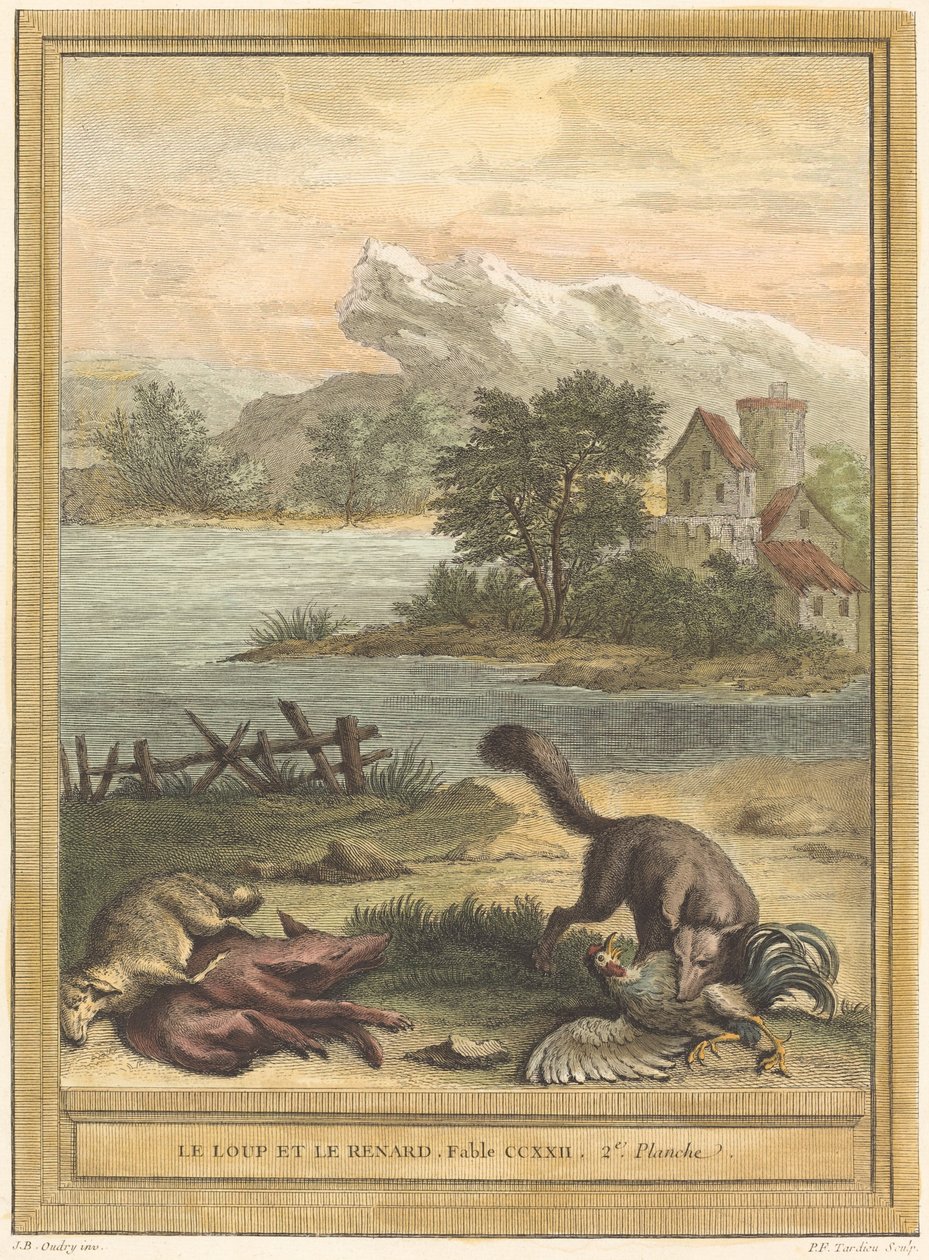 De Wolf en de Vos door Pierre François Tardieu after Jean Baptiste Oudry