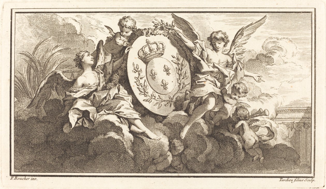 Koninklijk wapen van Lodewijk XV door Pierre François Tardieu or Jacques Nicolas Tardieu after François Boucher