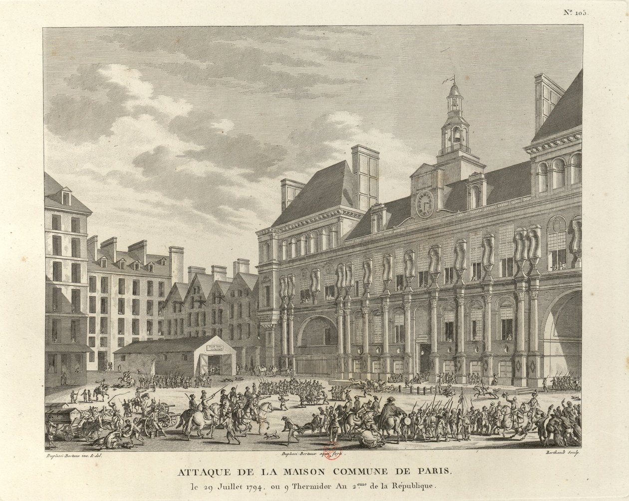 Aanval op het gemeentehuis van Parijs door Pierre Gabriel Berthault