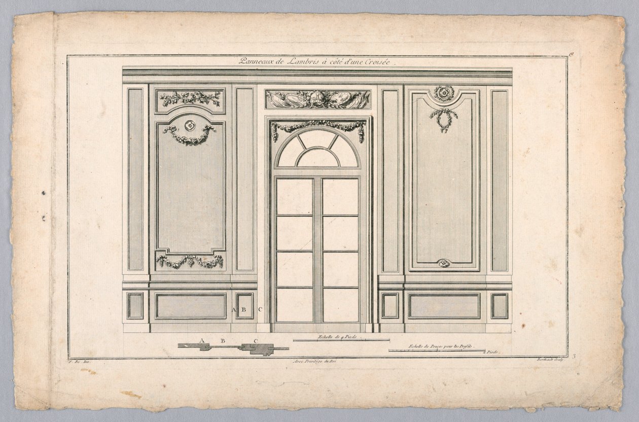Muurinterieur met deur door Pierre Gabriel Berthault