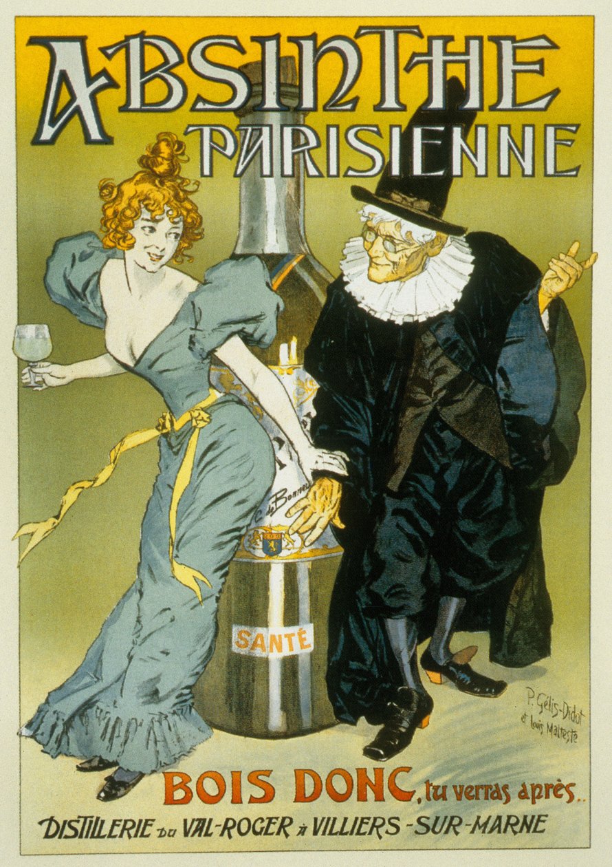 Franse advertentie door Pierre Henri Gelis-Didot en Louis Malteste voor "Absinthe parisienne" ca. 1900 door Pierre Gelis Didot