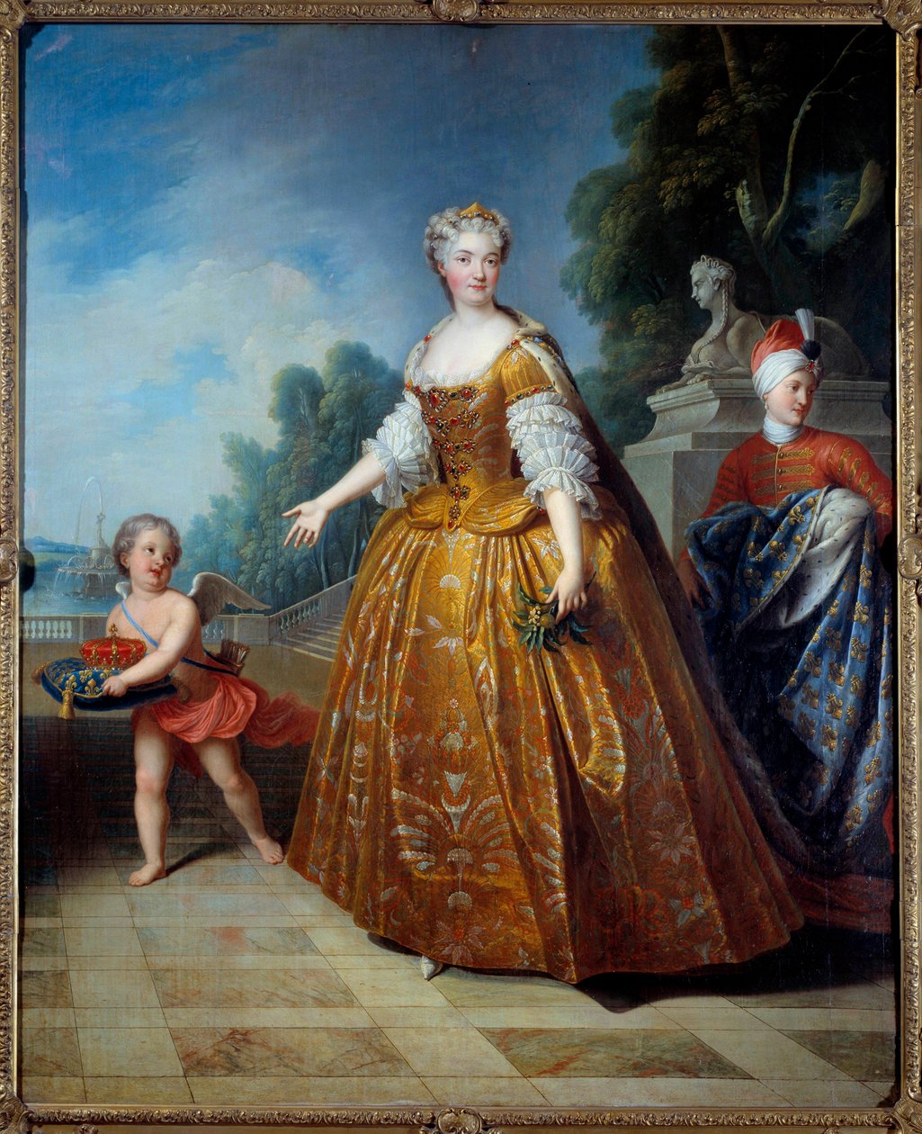 Portret van Marie Lesczinska (Lesczynska) (1703-1768) koningin van Frankrijk Schilderij door Pierre Gobert (1662-1744) 1726 Nancy, Musee historique Lorraine door Pierre Gobert