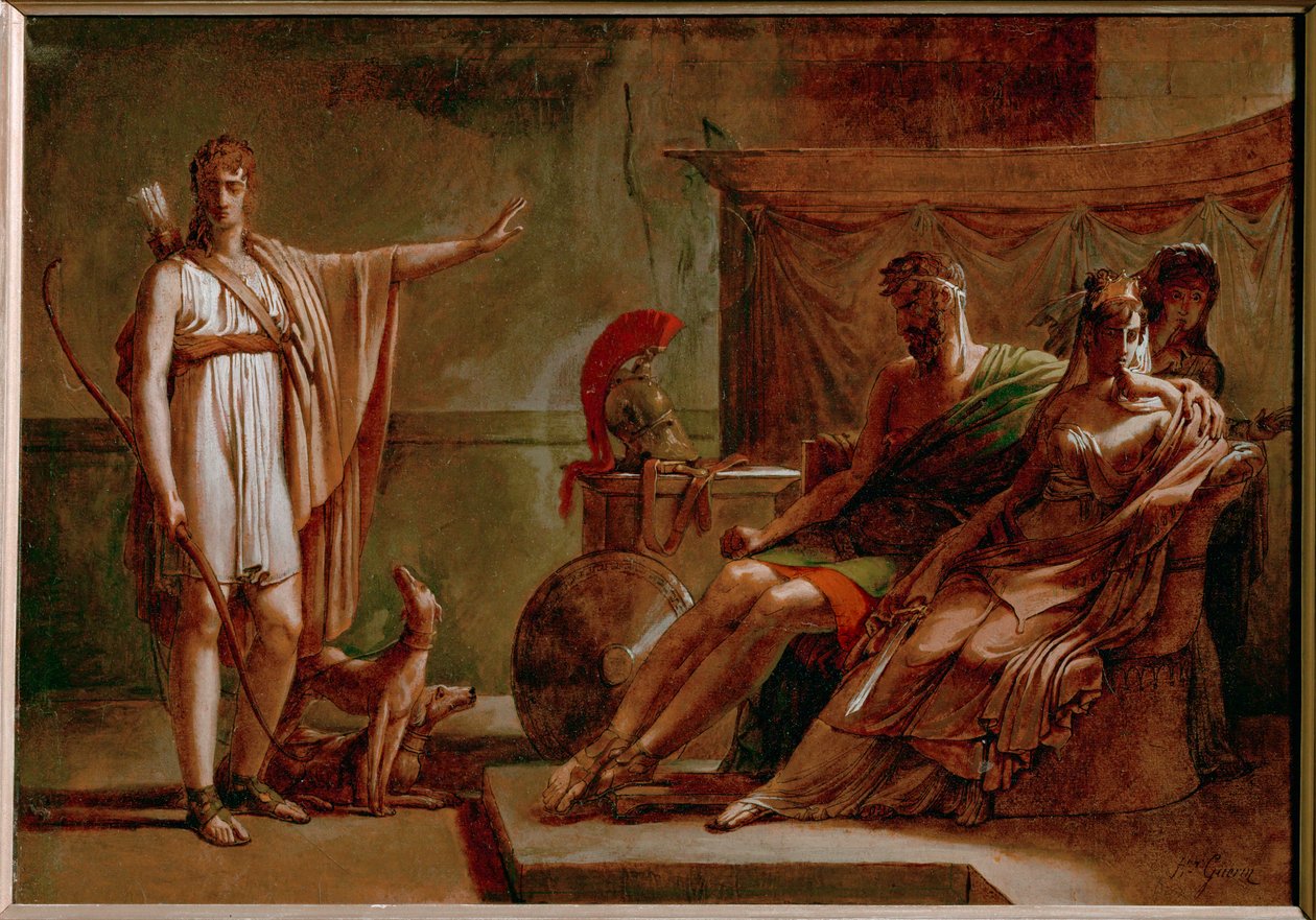 Phaedra en Hyppolyte, schets ... door Pierre Guérin