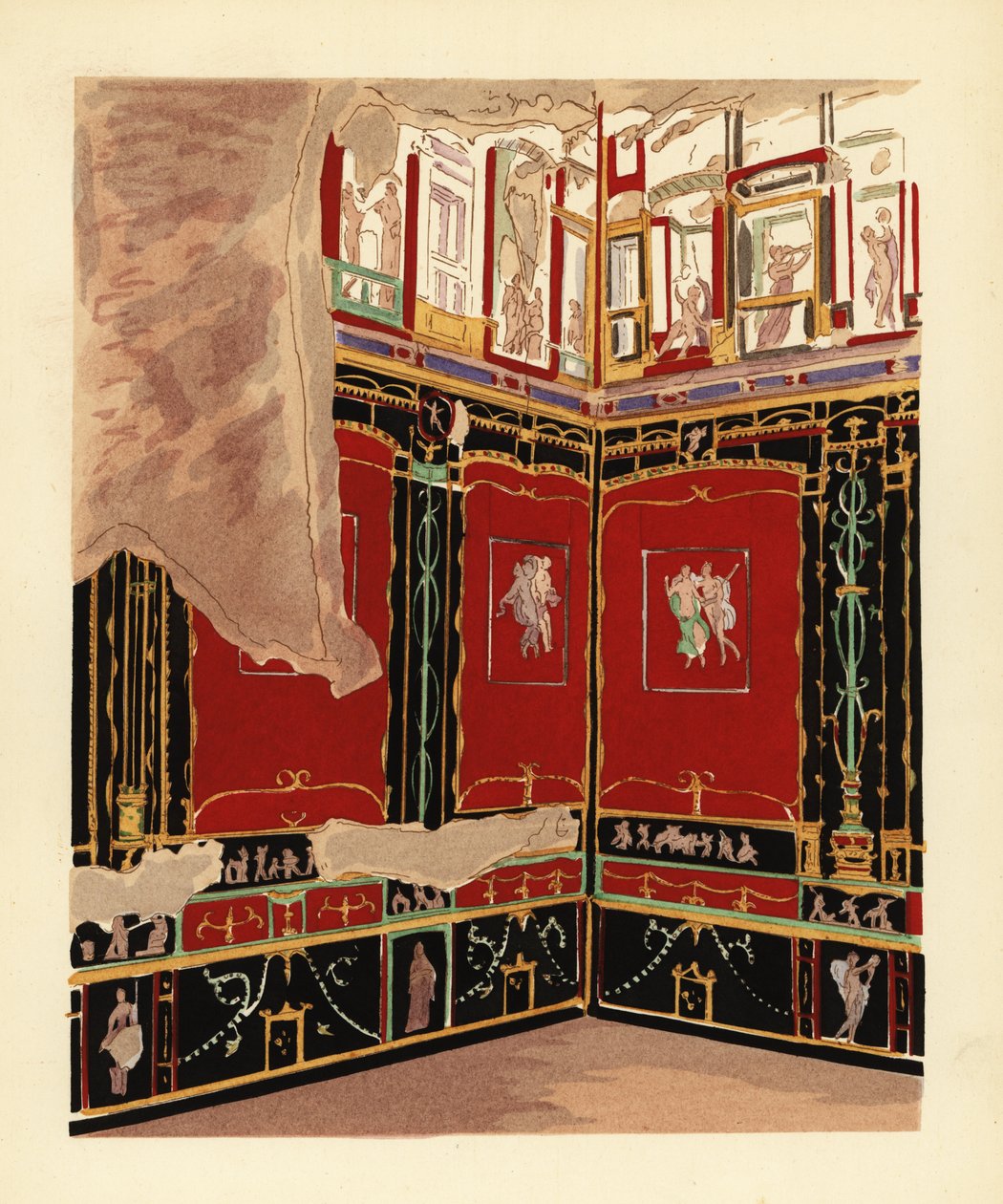 Exedra in het Huis van de Vetti, Pompeii door Pierre Gusman