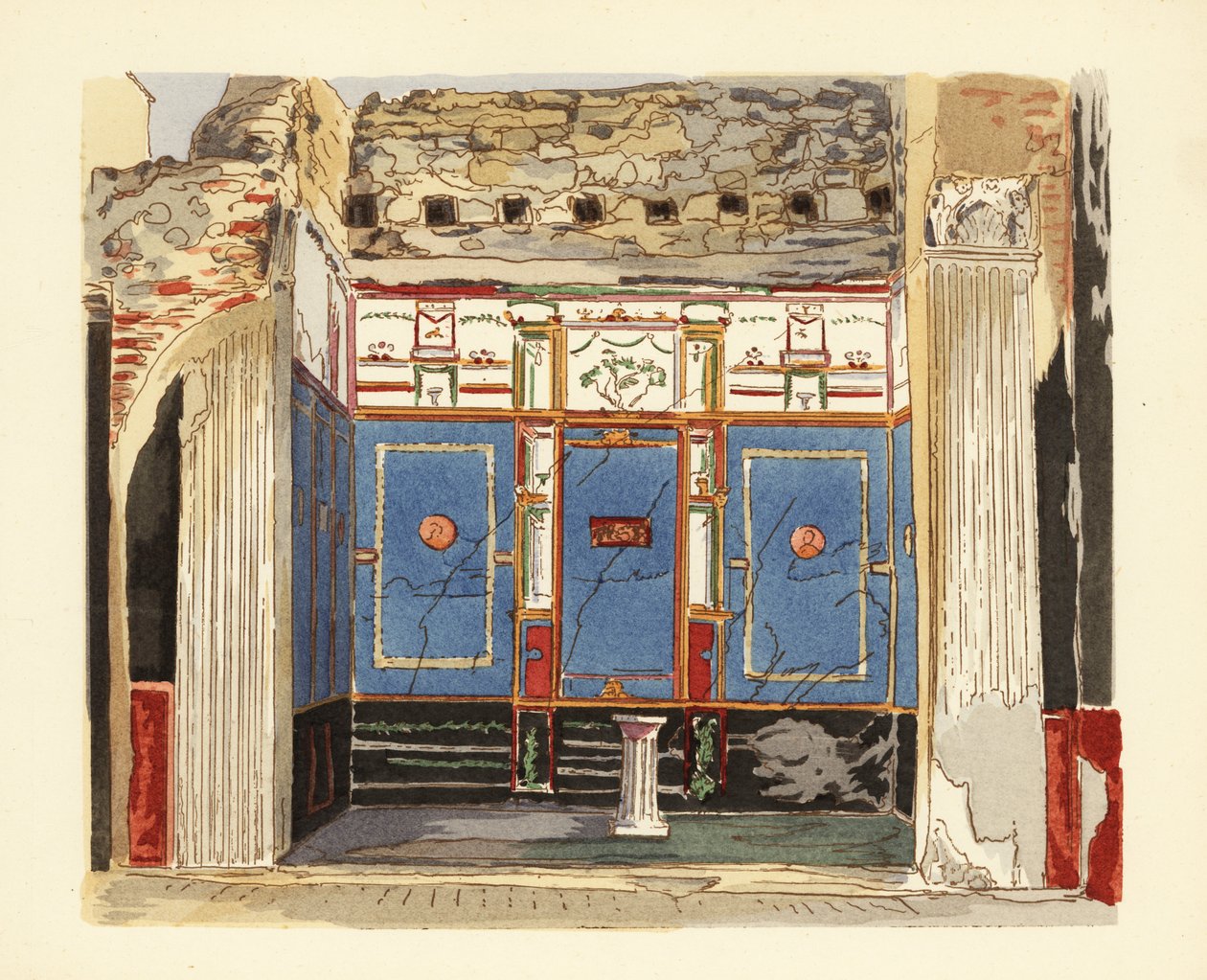 Tablinum van het Huis van de Kleine Fontein, Casa della Fontana Piccola, Pompeii door Pierre Gusman