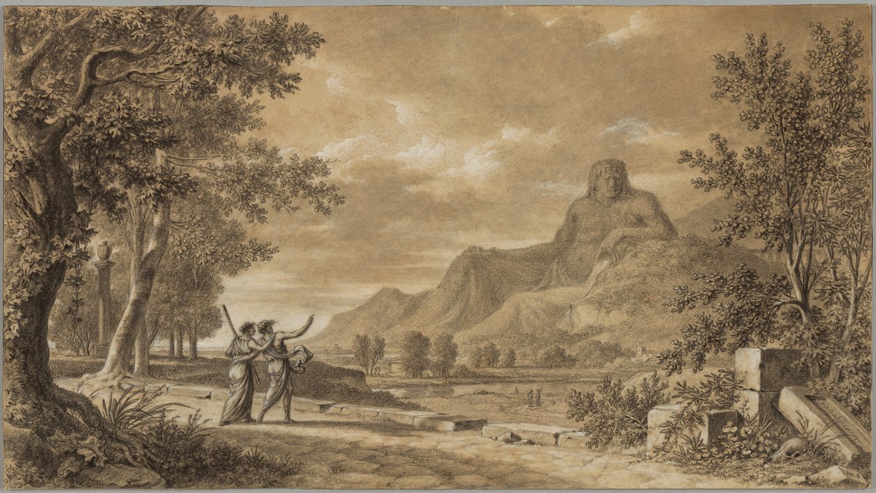 Athosberg uitgehouwen als monument voor Alexander de Grote door Pierre Henri de Valenciennes