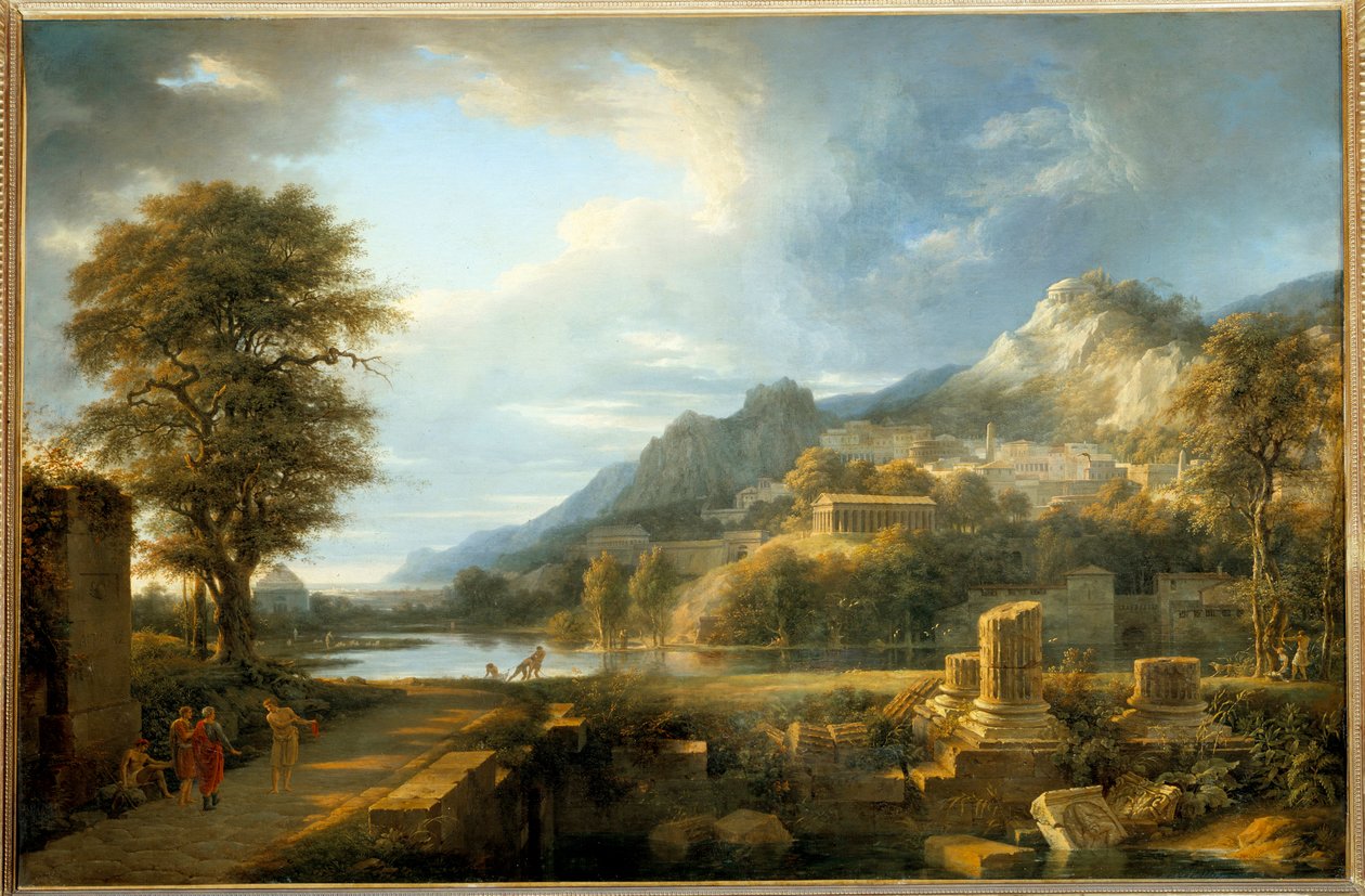De oude stad Agrigento in Sicilië door Pierre Henri de Valenciennes