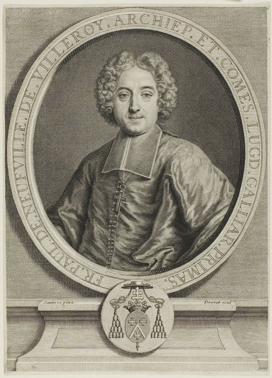 Portret van François-Paul de Neufville de Villeroy door Pierre-Imbert Drevet