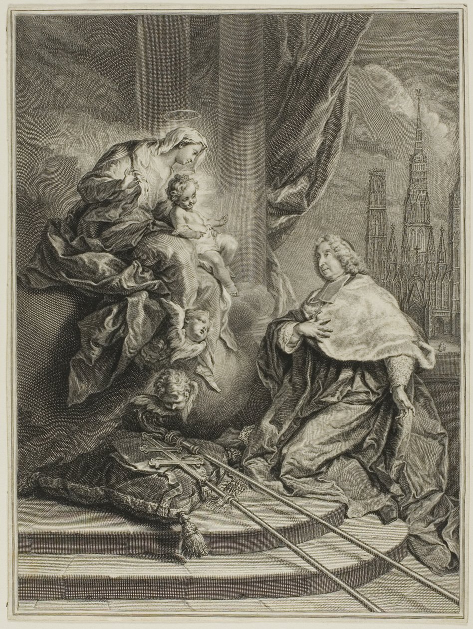 Portret van Louis de la Vergne de Tressan, graaf van Lyon, aartsbisschop van Rouen door Pierre Imbert Drevet