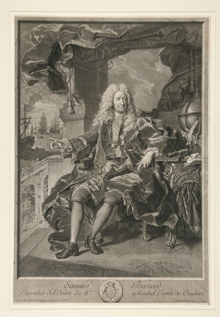 Portret van Samuel Bernard, Graaf van Coubert door Pierre-Imbert Drevet