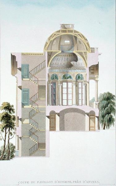 Dwarsdoorsnede van het Paviljoen van Hingene, nabij Antwerpen, uit 