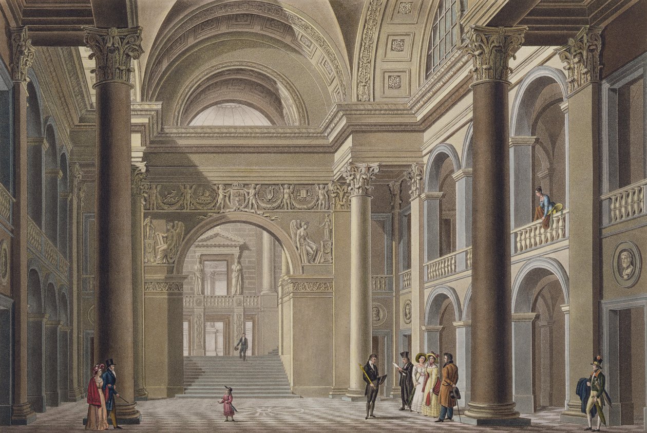 Vestibule van het Palais Academique in Gent, uit Choix des Monuments, Edifices et Maisons les plus remarquables du Royaume des Pays-Bas door Pierre Jacques Goetghebuer, gegraveerd door L. Roelandt door Pierre Jacques Goetghebuer