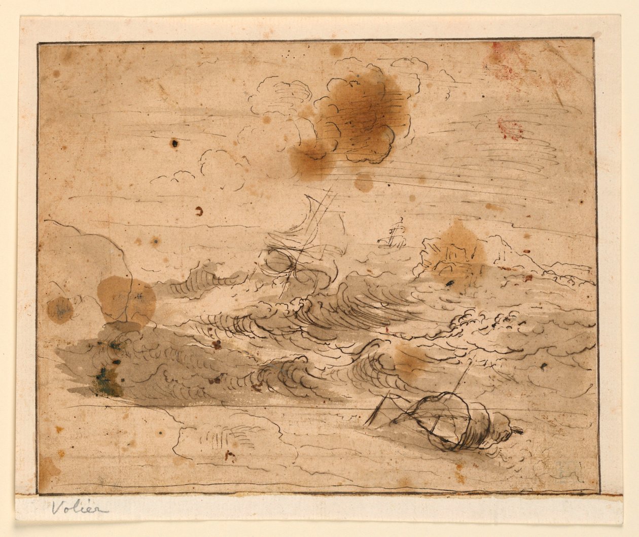 Stormachtig zeegezicht door Pierre Jacques Volaire