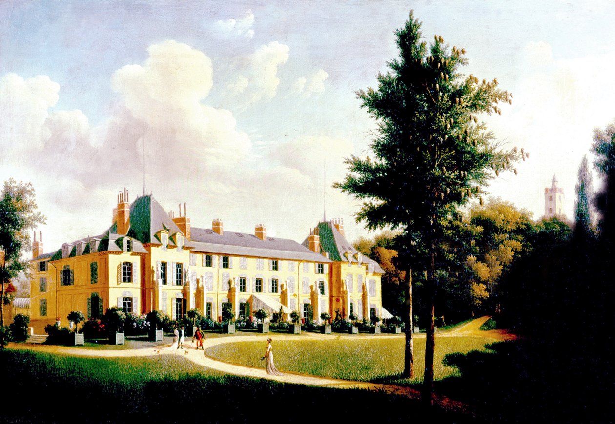 Uitzicht op het Chateau de Malmaison (gevel aan het park), eind 18e-begin 19e eeuw door Pierre Joseph Petit