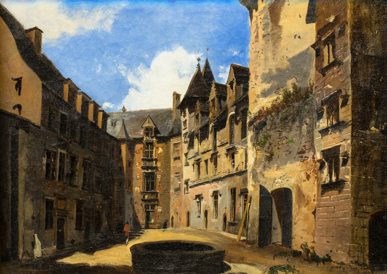 Uitzicht op de binnenplaats van het Château de Pau door Pierre Justin Ouvrie