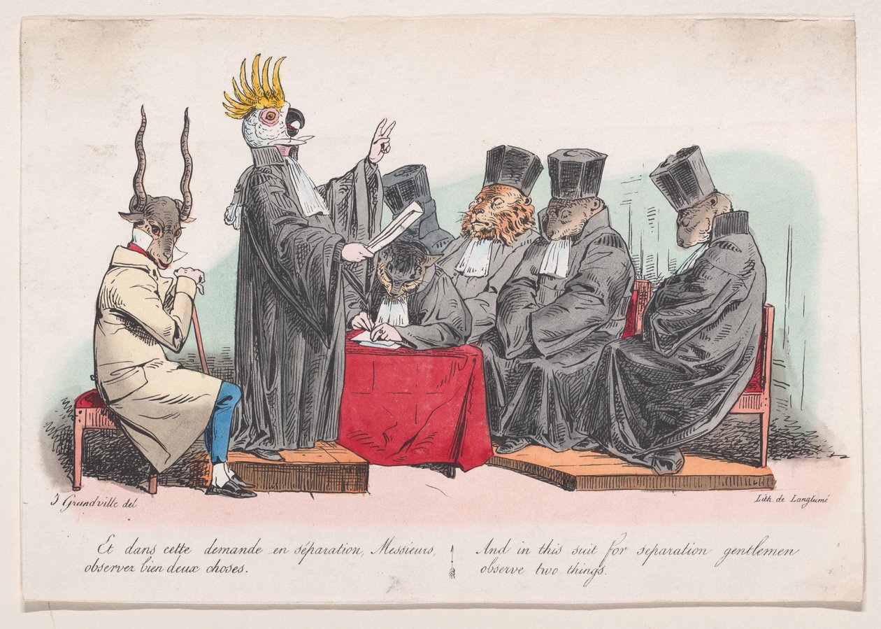 En in deze scheidingszaak, heren, observeer twee dingen uit Metamorfosen van de dag door Pierre Langlumé