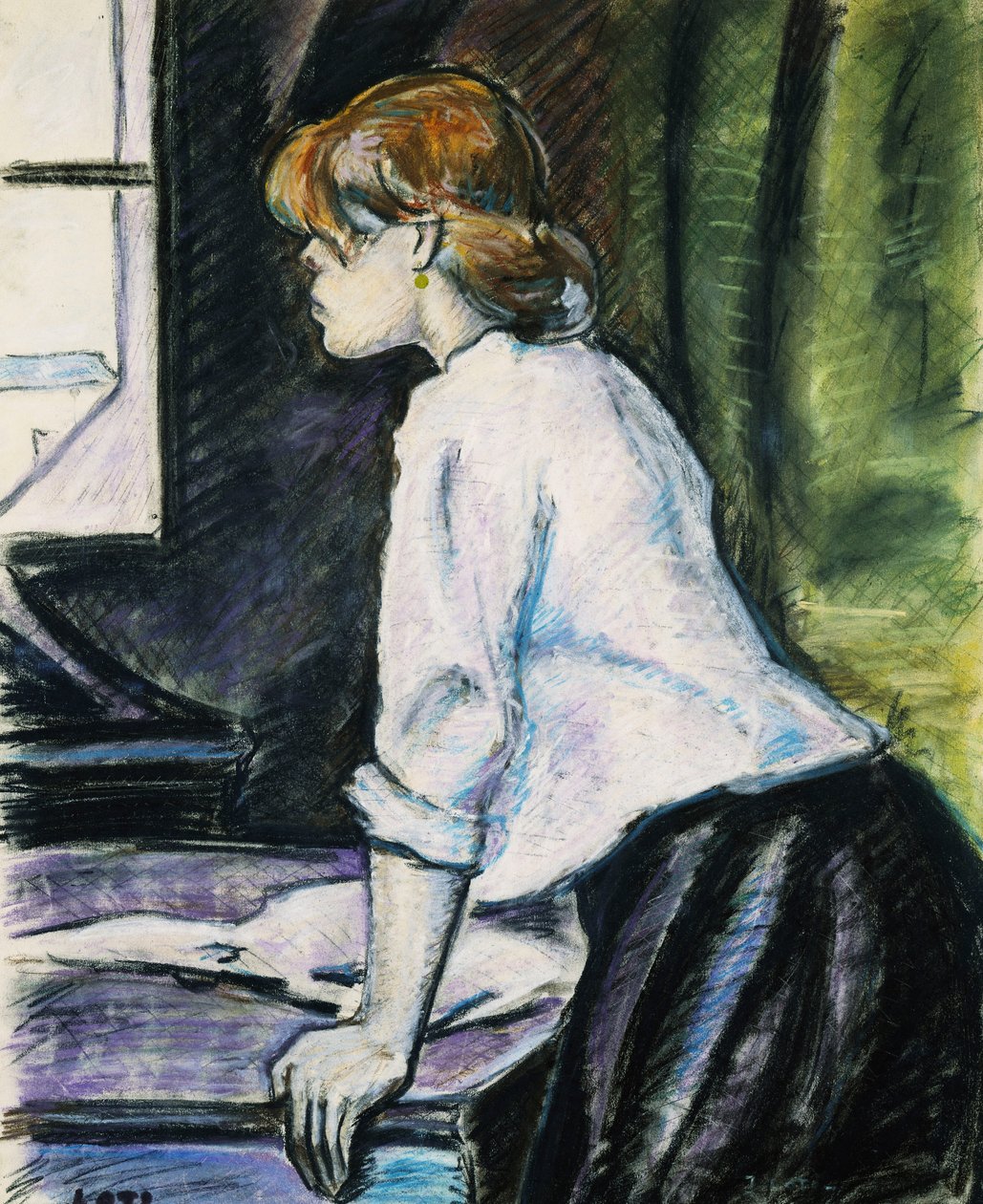 Meisje bij een raam; Jeune Fille a la Fenetre door Pierre Loti