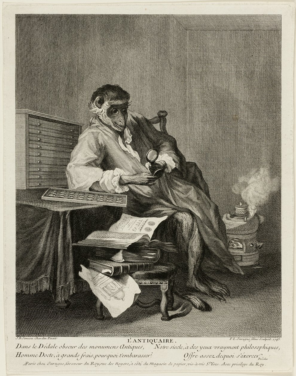 De antiquair aap door Pierre Louis de Surugue