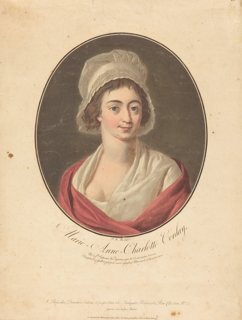Charlotte Corday door Pierre Michel Alix after Jean François Garnerey