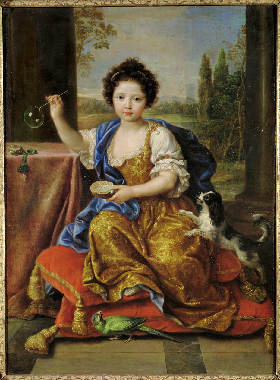 Anne de Bourbon, genaamd Mademoiselle de Blois, dochter van Louis XIV en Mlle ... (schilderij op doek) door Pierre Mignard