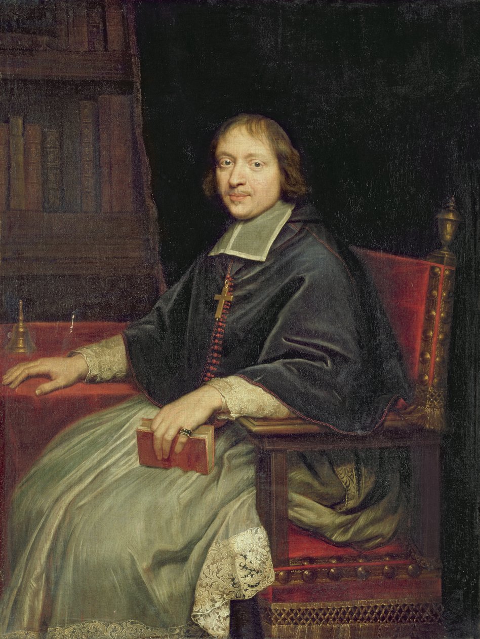 Portret van een Geestelijke, vermoedelijk Jean Francois Paul de Gondi door Pierre Mignard