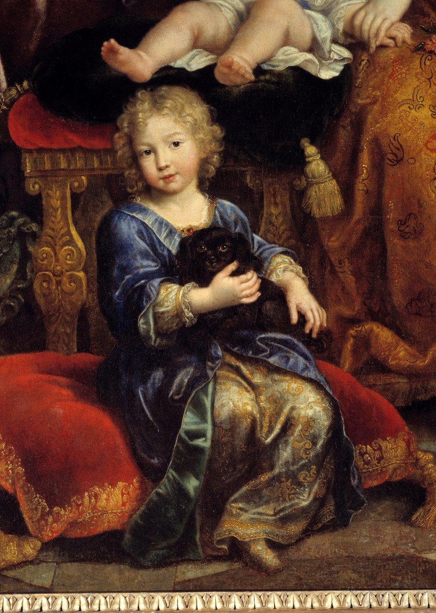 De familie van Lodewijk van Frankrijk (1661-1711) zoon van Lodewijk XIV (1638-1715), bekend als de Grote Dauphin, in 1687. Hij wordt afgebeeld met zijn vrouw Marie Anne Christine de Baviere en hun kinderen Louis, Philippe (toekomstige Filips V van Spanje)  door Pierre Mignard