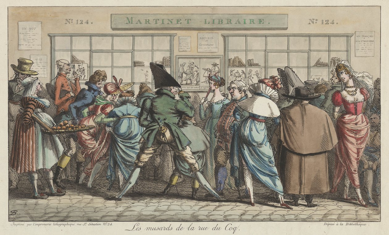 Les musards de la rue du Coq door Pierre Nolasque Bergeret