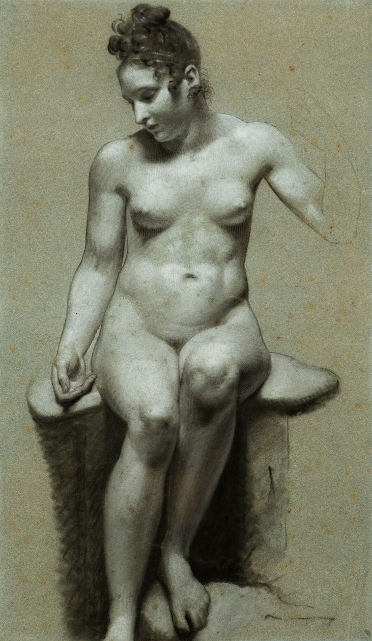 Zittende vrouwelijke naakt door Pierre-Paul Prudhon