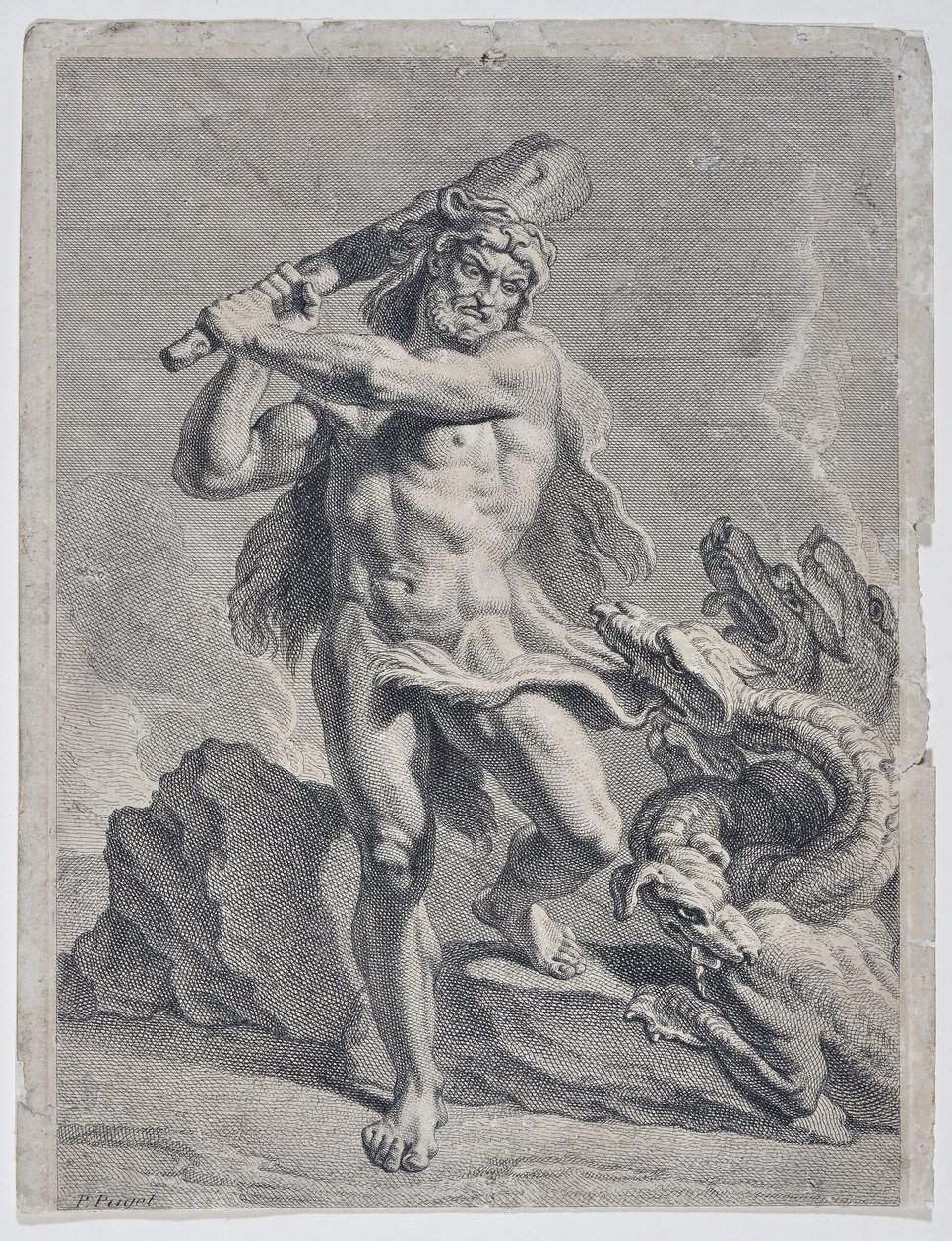 Hercules vecht tegen de hydra van Lerna door Pierre Puget
