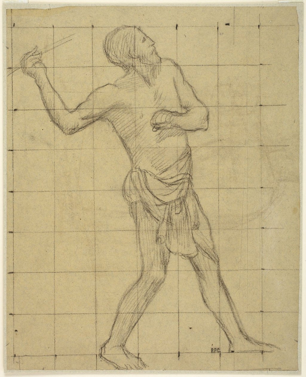 Picardische speerwerper, studie voor Pro Patria Ludus, Amiens, Musée de Picardie door Pierre Puvis de Chavannes