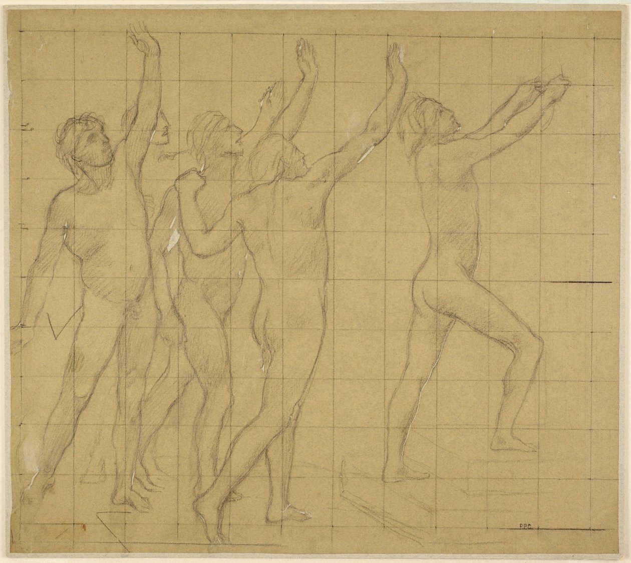 Studie voor de halfronde aula van de Sorbonne (Letteren, Wetenschappen en Kunsten) door Pierre Puvis de Chavannes