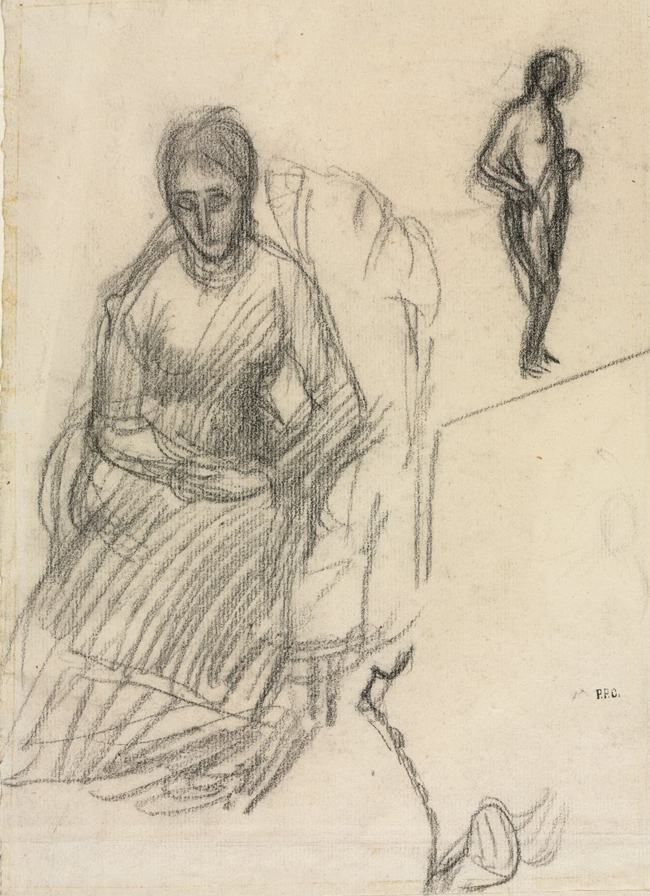 Studie van Madame Marie Cantacuzène; Studie van staande vrouwelijke naakt door Pierre Puvis de Chavannes