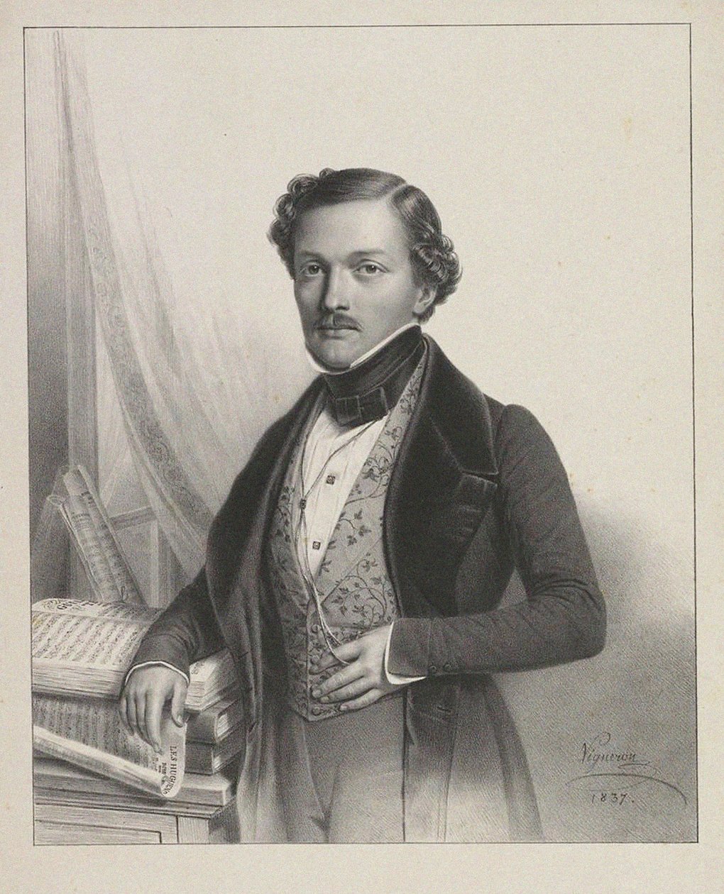 Portret van de zanger Gilbert-Louis Duprez 1806-1896, 1837 door Pierre Roch Vigneron