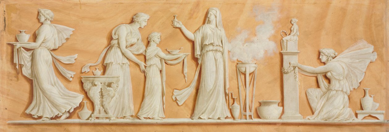 Overdeurschildering, 1790s door Pierre Rousseau