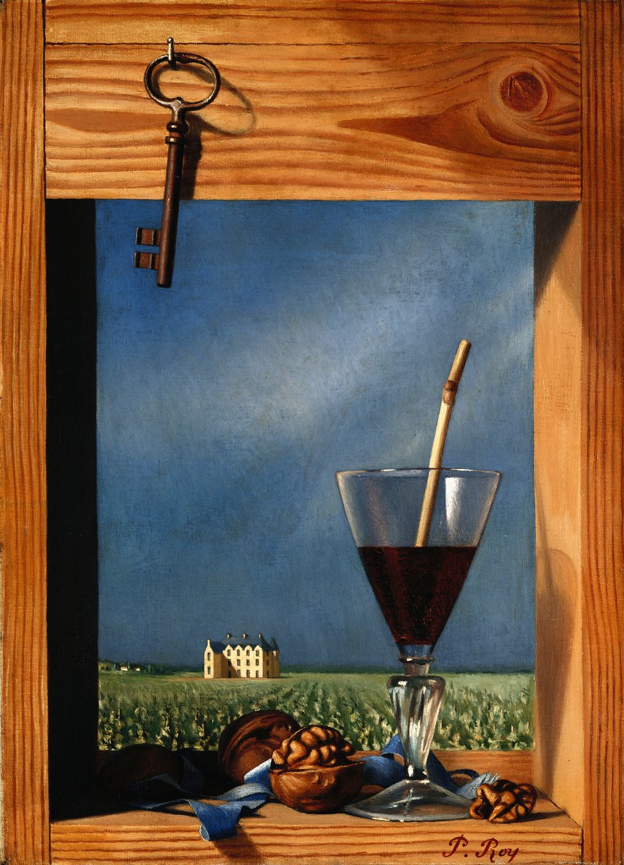Glas wijn voor een kasteel door Pierre Roy