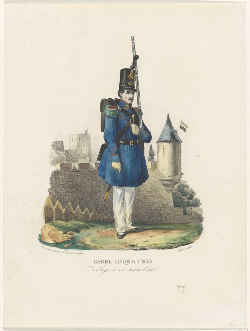 Belgische burgerwacht op wacht, 1830 door Pierre Simonau